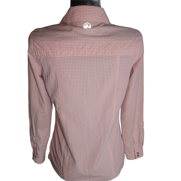 Wind River No Fly Zone Peach and White Gingham Fishing Shirt XS - Picture 5 of 6